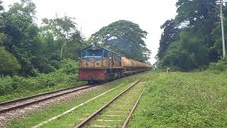 Bangladeshi freight train  BTO empty oil tanker skipping shahjibazar rail way station [upl. by Enelyahs]