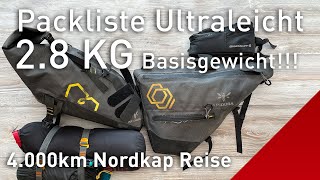 Ultraleicht Packliste für 4000km Nordkap Radreise Bikepacking Ausrüstung 🇸🇪🇫🇮🇳🇴 [upl. by Flavia219]