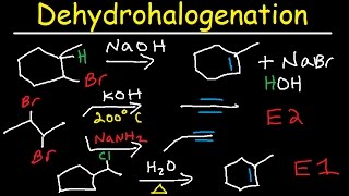 Dehydrohalogenation of Alkyl Halides Reaction Mechanism  E1 amp E2 [upl. by Sofer]