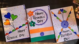 26 January card  Easy amp Beautiful Republic day greeting card  how to make Republic day card making [upl. by Enylecoj]