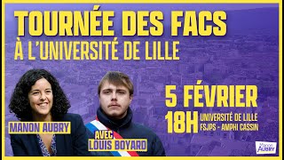 TOURNÉE DES FACS à Lille avec Manon Aubry et Louis Boyard [upl. by Atiekan321]