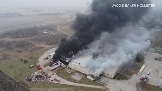 DRONE VIDEO Facility explosion in Marengo Iowa [upl. by Lorin]