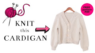 Knit an Easy Button Cardigan  FREE Knitting Pattern  Tutorial [upl. by Ateekahs]