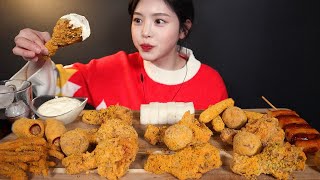 SUB뿌링클 특집🍗✨닭다리 뿌링핫도그 치즈볼 뿌링감자 소떡소떡 사이드까지 치킨 먹방 리얼사운드 Bburinkle Chicken mukbang asmr [upl. by Yetac376]