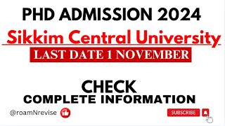 PHD ADMISSION 202425  SIKKIM UNIVERSITY  NOTIFICATION OUT FOR CENTRAL UNIVERSITY [upl. by Esmerolda]