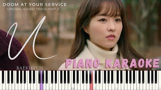 BAEKHYUN 백현  U Doom At Your Service OST Part 3 KARAOKE PIANO By FADLI [upl. by Anerec]