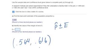 Homework Help Confidence Intervals 1PropZ [upl. by Ahsilav729]