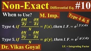 Non Exact Differential Equation 10 in Hindi MImp  Reducible to Exact Differential  Type 4 amp 5 [upl. by Elpmet]