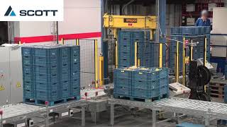 Pallet and tray handling system Colruyt Belgium [upl. by Eelinnej]