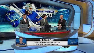 NHL Tonight Calder Trophy talk The crew makes Binningtons Calder Trophy case Apr 3 2019 [upl. by Laehcar]