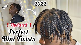 UPDATED Juicy Two Strand Mini Twists Tutorial for Teen Boys amp Men  1 year Hair Growth 2022 [upl. by Batsheva]