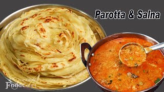 Parotta Recipe Soft Layered Parotta amp Veg Salna Salna [upl. by Nailliw442]