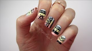 Easy Tribal Print Nails [upl. by Hairahs207]