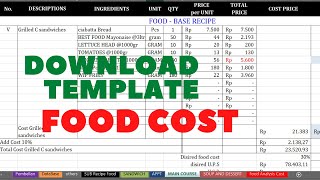 DOWNLOAD FOOD COST TEMPLATE  CARA MENGHITUNG FOOD COST MAKANAN [upl. by Aissyla]