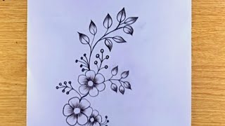 Flower design drawing with pencil for kids [upl. by Htiekel463]