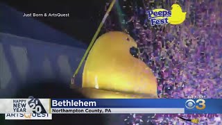 Crowds Gathered In Bethlehem To Watch A Giant Peep Drop At Midnight [upl. by Hpesoy]