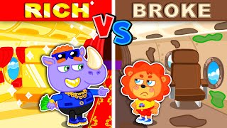 LionET  Rich vs Broke Airplane  Cartoon for Kids [upl. by Lrigybab]