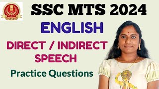 DIRECT  INDIRECT SPEECH English SSC MTS 2024 [upl. by Yknip150]