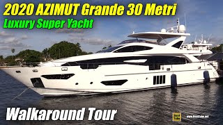 2019 Azimut Grande 30 Metri Luxury Yacht  Deck Interior Walkaround  2018 FLIBS [upl. by Anikal]