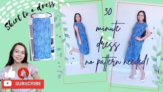 DIY Elastic Waist Dress out of an Old Maxi Skirt The easiest dress ever [upl. by Iak938]