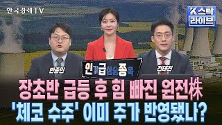 인급종 장초반 급등 후 힘 빠진 원전株…체코 수주 이미 주가 반영됐나 정윤성 전태진 반종민ㅣK스탁 라이브ㅣ한국경제TV [upl. by Odranoel218]