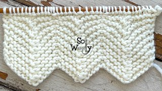 How to knit the most amazing onerow repeat Chevron stitch English amp Continental  So Woolly [upl. by Tniassuot]