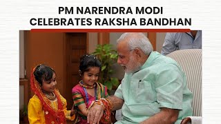 PM Narendra Modi Celebrates Raksha Bandhan  PMO [upl. by Ellehctim]