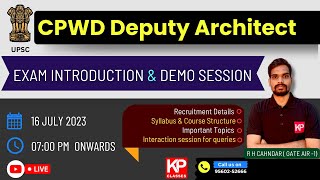 UPSC  CPWD Deputy Architect Syllabus 2023 Tentative  Exam Introduction and DEMO Session [upl. by Joelly]