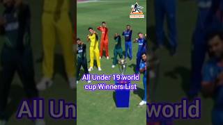 ALL UNDER 19 WORLD CUP WINNERS LIST 🏆 19882022 cricket youtubeshorts sports [upl. by Pachston]