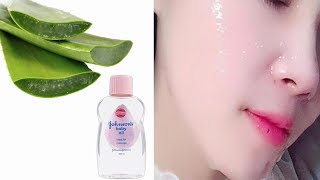 Apply Aloe Vera and Johnson Baby Oil to Skin whitening at home [upl. by Robet]