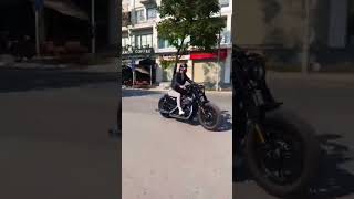 A lady biker enjoying a ride on her Harley Davidson harleydavidson harley bikergirl bikelife [upl. by Solram]