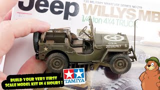 Build your very first TAMIYA scale model in 4 hours   Willys ww2 Jeep [upl. by Nowtna842]