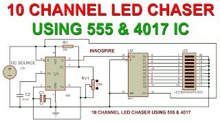 10 Channel Simple LED Chaser or Running Light using 555 and 4017 IC [upl. by Airrehs614]