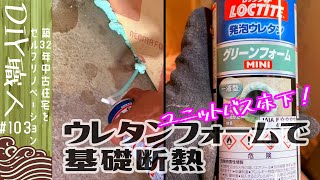 【職人がやるDIY】103 ウレタンフォームで基礎断熱 ユニットバス床下 家に転がしていたスプレー缶…使えるのか？！ ～築32年中古住宅をセルフリノベーション～【Vlog】 [upl. by Hindu]