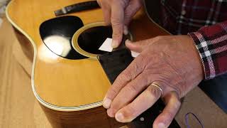 Separating fingerboard from body for neck resetting on Martin D28 [upl. by Neelhsa]