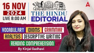 Hindu Editorial Analysis  16 November 2024  Vocab Grammar Reading Skimming  By Kinjal Gadhavi [upl. by Ballard]