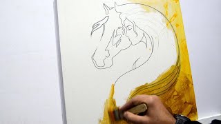 How To  Abstract Acrylic Painting On Canvas  Girl And Horse  Easy Painting Tutorial For Beginners [upl. by Banebrudge]