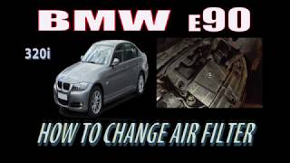 BMW E90  320I   HOW TO CHANGE AIR FILTER [upl. by Nahsor564]