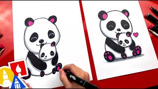 How To Draw Mom And Baby Panda [upl. by Hsatan]