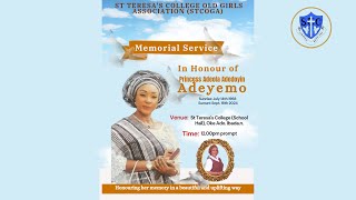 Memorial Service in Honour of PRINCESS ADEOLA ADEYEMO  St Teresas College School Hall OkeAdo Ib [upl. by Alil]