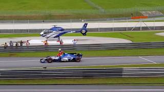 Sebastian Vettel gets a ride from Pascal Wehrlein at Sepang 2017 Formula 1 Malaysian Grand Prix [upl. by Roderigo253]