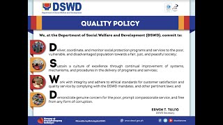 Updated DSWD Quality Policy August 2022 Version [upl. by Nobell875]