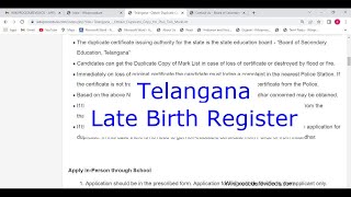 Telangana  Apply for Delayed Registration Late Entry of Birth Online [upl. by Lizette]