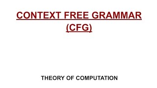 40 ContextFree Grammar CFG [upl. by Nnyrb675]