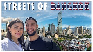 STREETS of BANGKOK THAILAND 🇹🇭  Our First Impressions  Travel Vlog 46 [upl. by Stella]