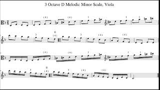 3 Octave D Melodic Minor Scale Viola [upl. by Pubilis]