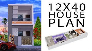 12x40 house plan with 3d elevation by nikshail [upl. by Yenttihw164]