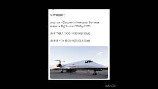 NEW ROUTE Loganair  Glasgow to Newquay Summer seasonal flights [upl. by Artapoelc]