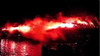 HD 15 Jahre Ultras Frankfurt UF97 Jubiläum  Feuerwerk und Bengalos auf Brücke [upl. by Aedrahs16]