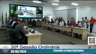 30092024  30ª Sessão Ordinária4ª Sessão Legislativa da 8ª Legislatura [upl. by Wain]